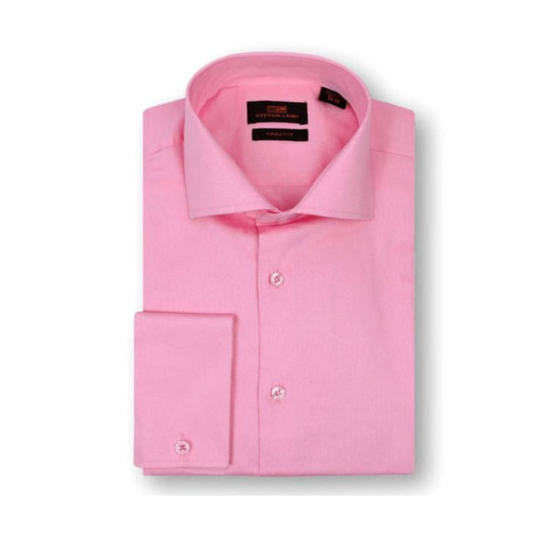 Pink | Steven Land Sateen Solid Dress Shirt |100% Cotton