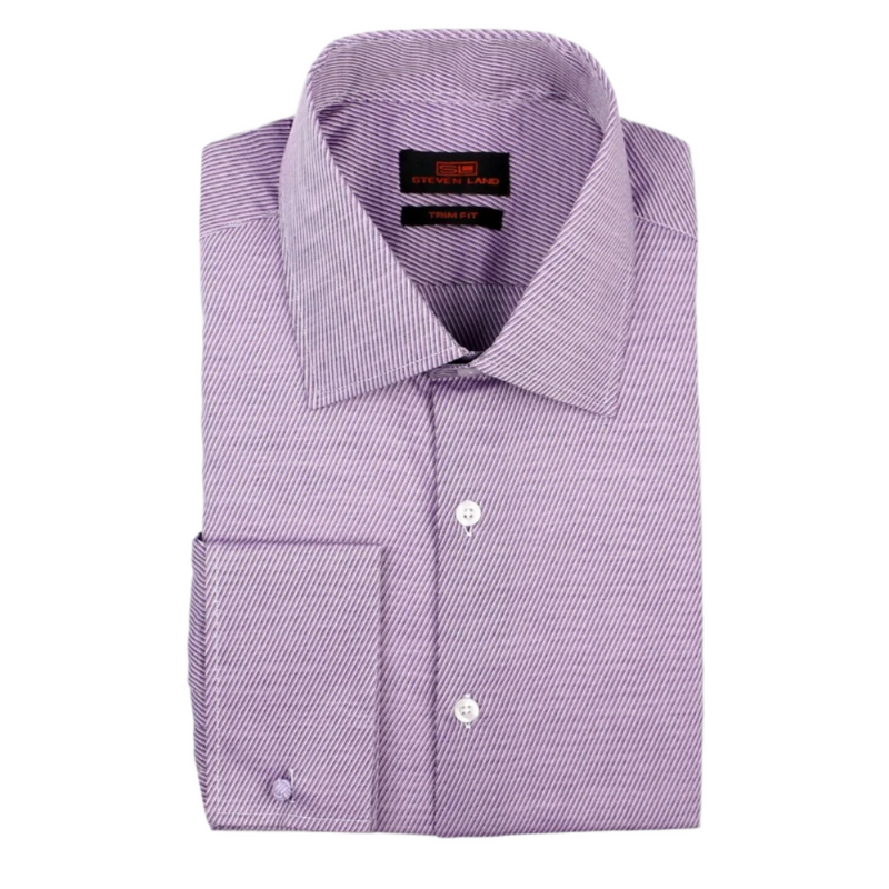 purple dress shirt with white collar and cuffs Imperial Violet-Moon Raker Purple White Cuff Collar Dobby Textured Premium Giza Cotton Dress Shirt