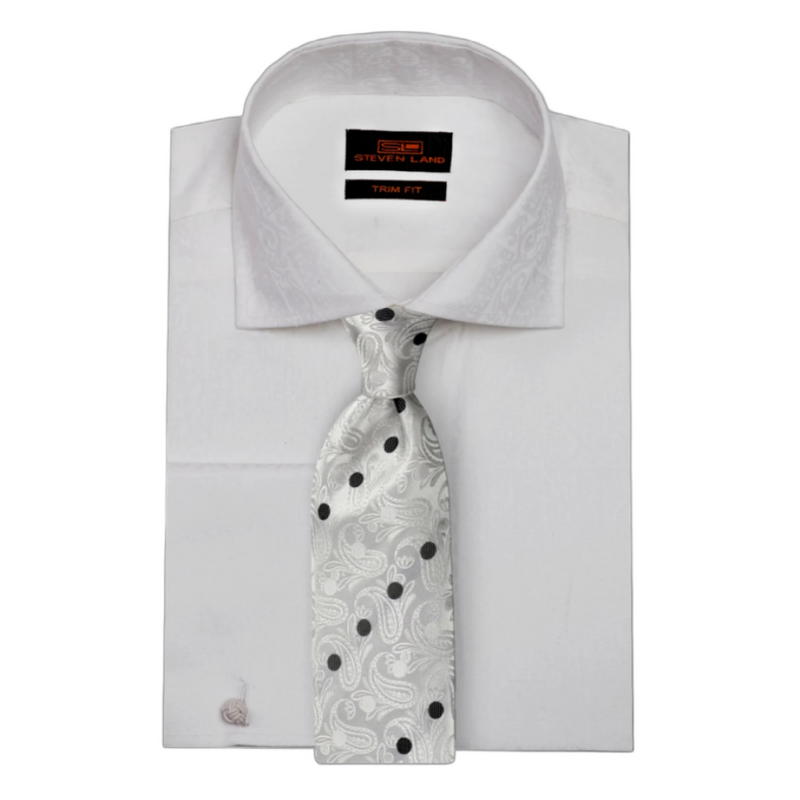 White Paisley Patterned | Steven Land | French Cuff | Dress Shirt 17 White Paisley Patterned | Steven Land | French Cuff | Dress Shirt 17