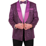 Purple Diamond Glitter Patterned Avanti Milano Shawl Lapel Dinner Jacket