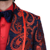 Red Blue Paisley Patterned Avanti Milano Shawl Lapel Dinner Jacket
