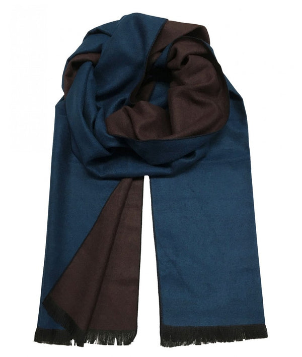 Blue/Brown wool feeling scarf